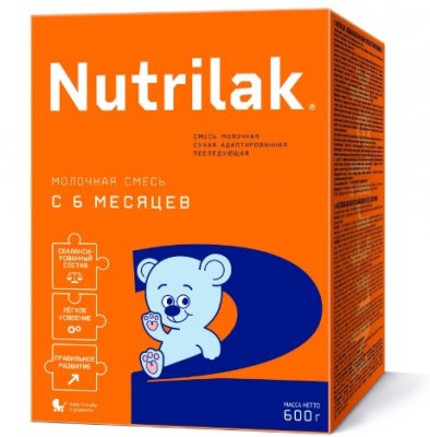 Купить нутрилак 2 (nutrilak 2) молочная смесь с 0 до 6 месяцев, 600г в Ваде