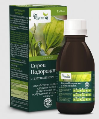 Купить dr vistong (дорктор вистонг) сироп подорожник с витамином с (с сахаром) фл 150мл бад в Ваде