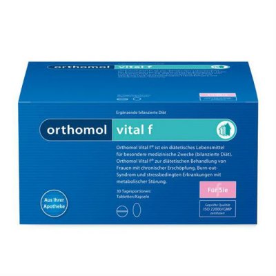 Купить orthomol vital f (ортомол витал ф), двойное саше (таблетка+капсула), 30 шт бад в Ваде