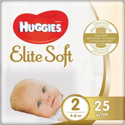 Купить huggies (хаггис) подгузники elitesoft 2, 4-6кг 25 шт в Ваде