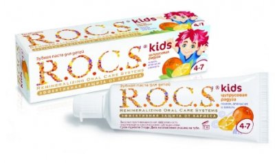 Купить рокс (r.o.c.s) зубная паста для детей лимон/апельсин/ваниль, 45мл (еврокосмед ооо, россия) в Ваде
