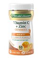 Купить nature's bounty (нэйчес баунти) витамин с плюс цинк, пастилки лекарственные жевательные-гаммис со вкусом апельсина 60 шт бад в Ваде