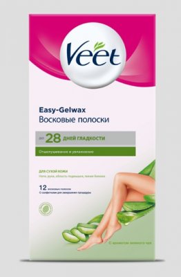 Купить veet easy-gelwax (вит) восковые полоски для сухой кожи с алоэ вера, 12 шт в Ваде