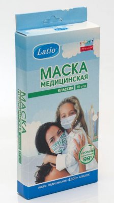 Купить маска медицинская, latio классик на резинках №10 (кит ооо, россия) в Ваде
