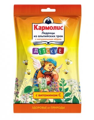Купить кармолис, леденцы из альпийских трав детские с натуральным медом и витамином с, пакет 75 бад в Ваде