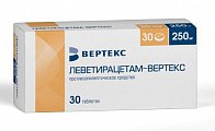 Купить леветирацетам-вертекс, таблетки покрытые пленочной оболочкой 250 мг, 30 шт в Ваде