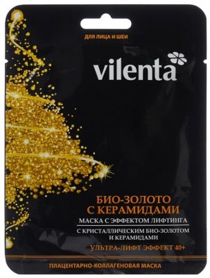 Купить vilenta (вилента) маска для лица и шеи тканевая эффект лифтинга с био-золотом керамиды в Ваде