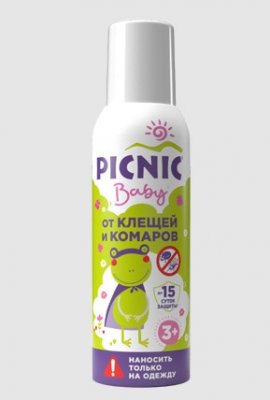 Купить пикник (picnic) baby аэрозоль от клещей и комаров, 125мл  в Ваде