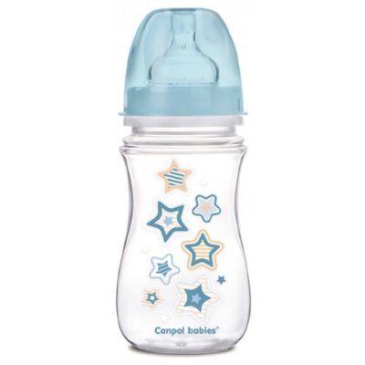 Купить canpol (канпол) бутылочка пластиковая easystart newborn антиколиковая с широким горлом с 3 месяцев, 240 мл голубая в Ваде