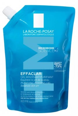 Купить la roche-posay effaclar (ля рош позе) гель для умывания очищающий пенящийся для чувствительной жирной кожи лица и тела, сменный блок (рефилл), 400 мл в Ваде